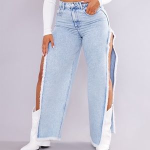 Recycled Shape Vintage Wash Fray Extreme Side Split Jeans